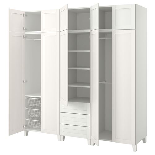 IKEA - PLATSA/SANNIDAL, PLATSA wardrobe, white, 220x57x231 cm