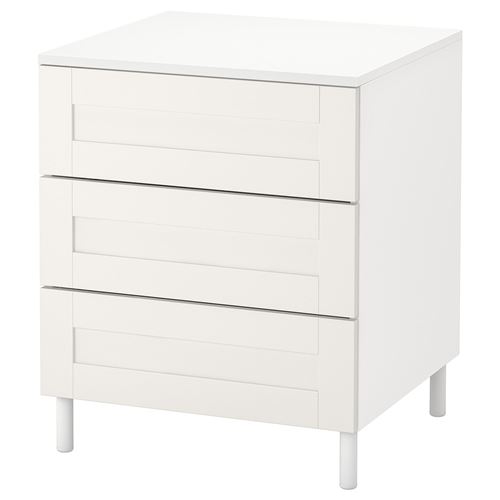 IKEA - PLATSA/SANNIDAL, chest of 3 drawers, white, 60x57x73 cm