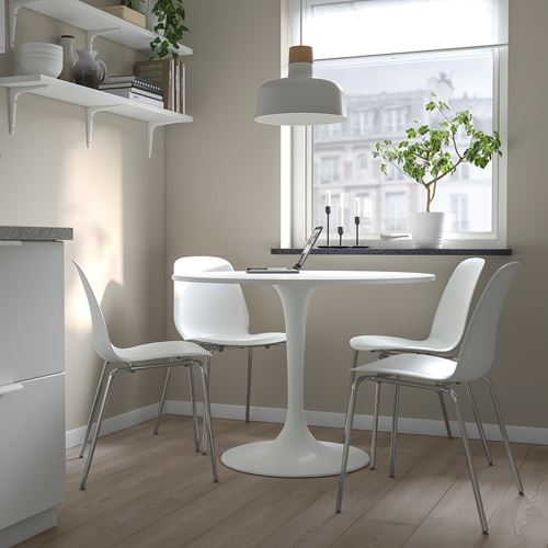 IKEA - DOCKSTA/LIDAS, kitchen table set, white, 4 chairs