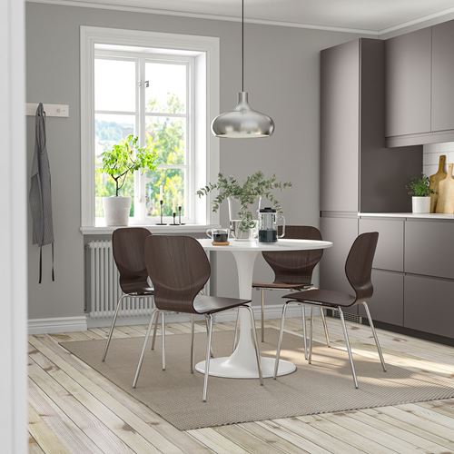 IKEA - DOCKSTA/SIGTRYGG, mutfak masası takımı, beyaz-koyu kahve, 4 sandalyeli