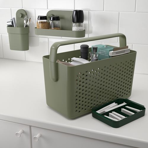 IKEA - UPPRAMEN, basket, grey-green, 35x17x25 cm