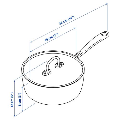 IKEA - FINMAT, copper sauce pan, copper-stainless steel, 1,5 l