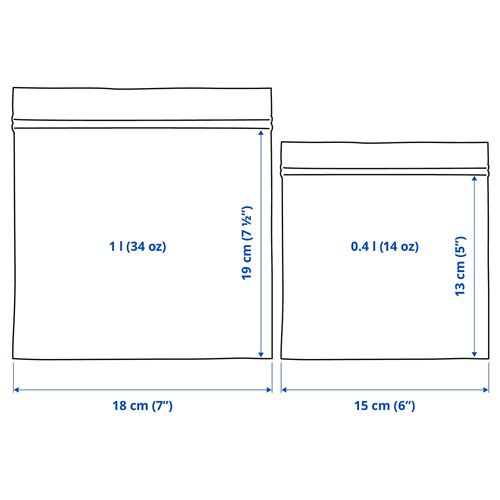 IKEA - ISTAD, kilitlenebilir buzdolabı poşeti, mavi-açık mavi, 1 lt ve 0,4 lt