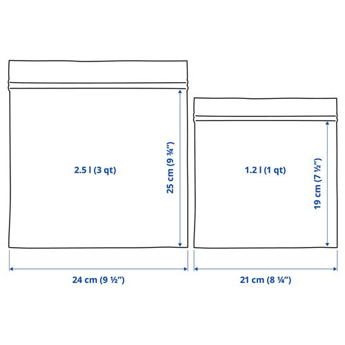 IKEA - ISTAD, kilitlenebilir buzdolabı poşeti, siyah-sarı, 2,5 lt ve 1,2 lt