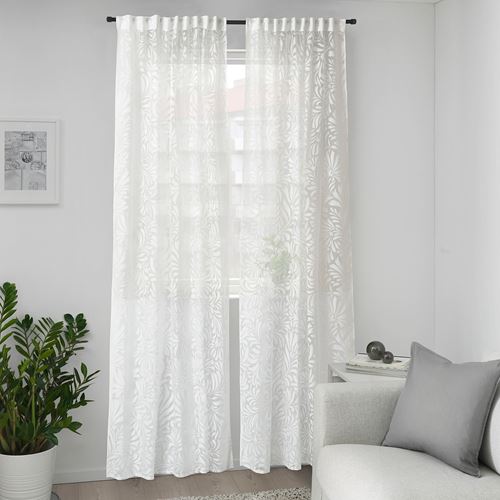 IKEA - SKAREFLY, sheer curtains, 1 pair, white, 145x300 cm