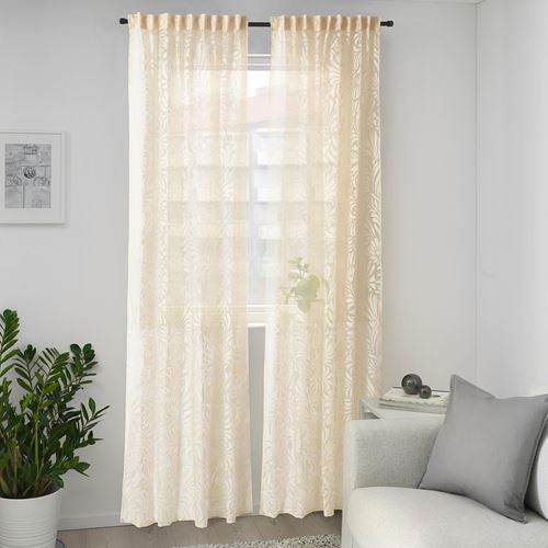 IKEA - SKAREFLY, sheer curtains, 1 pair, beige, 145x300 cm