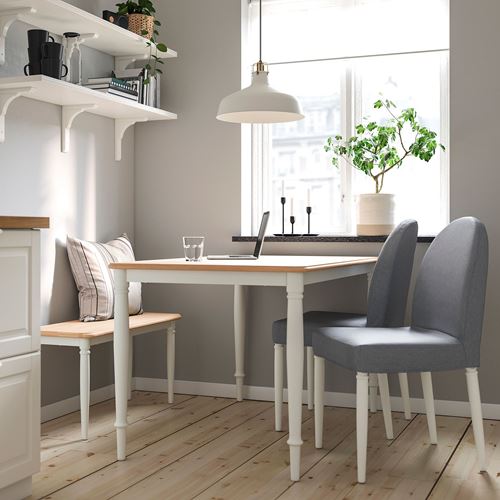 IKEA - DANDERYD, kitchen table set, white/Vissle grey, 2 chairs and 1 bench