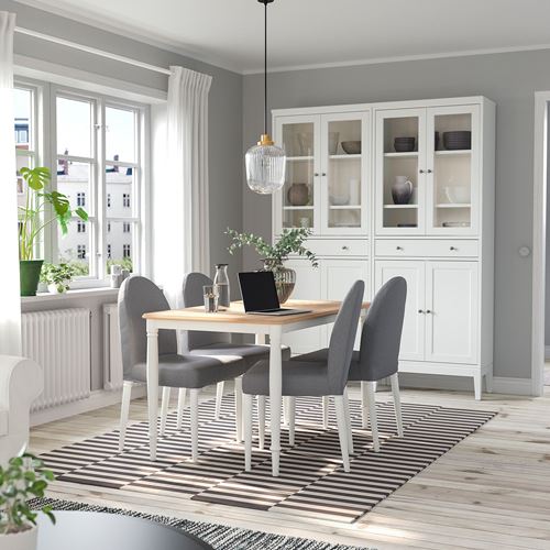 IKEA - DANDERYD, kitchen table set, white/Vissle grey, 4 chairs