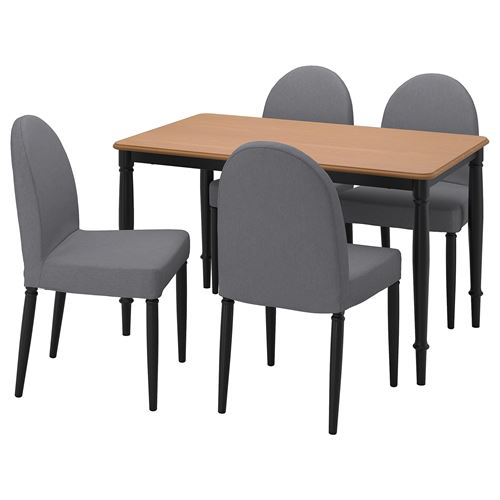 IKEA - DANDERYD, kitchen table set, pine veneer-black-Vissle grey, 4 chairs