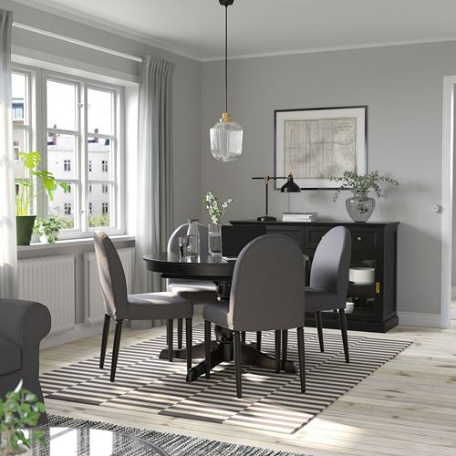 IKEA - INGATORP/DANDERYD, dining set, black-Vissle grey, 4 chairs