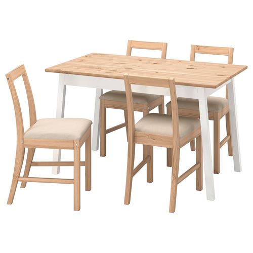 IKEA - PINNTORP, kitchen table set, light brown-white-Katorp natural, 4 chairs