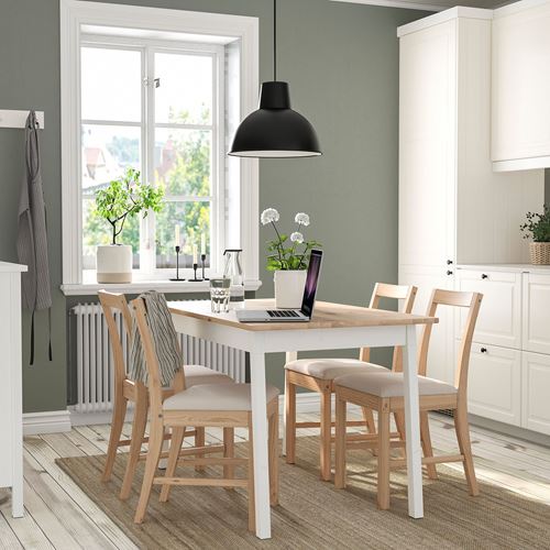 IKEA - PINNTORP, kitchen table set, light brown-white-Katorp natural, 4 chairs