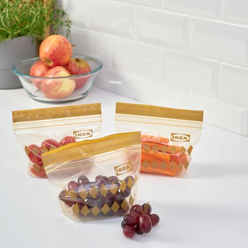 IKEA - ISTAD, kilitlenebilir buzdolabı poşeti, kahverengi-desenli, 0,3 lt