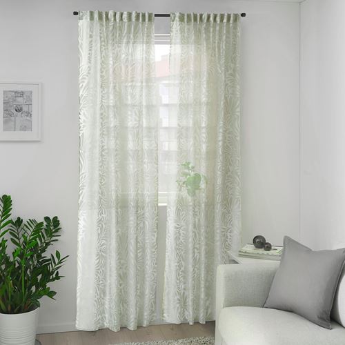 IKEA - SKAREFLY, sheer curtains, 1 pair, green, 145x300 cm