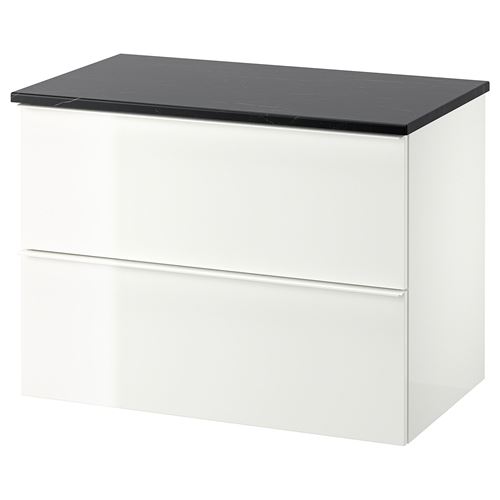 IKEA - GODMORGON/TOLKEN, wash-basin and cabinet, high gloss white, 82x49x60 cm