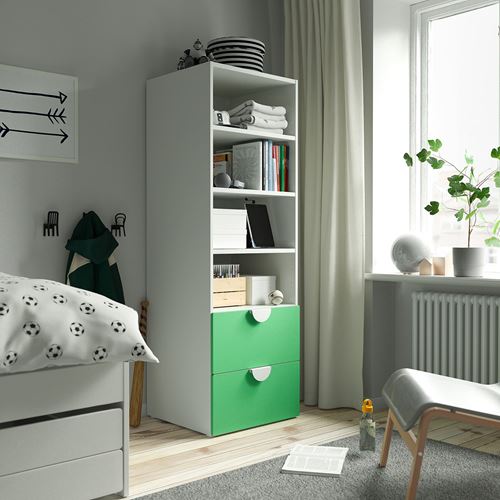 IKEA - PLATSA/SMASTAD, children's bookcase, white/green, 60x57x181 cm