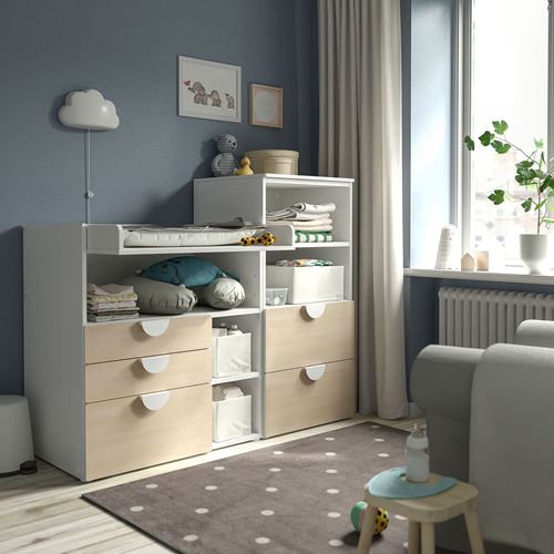 IKEA - PLATSA/SMASTAD, changing table and chest, white/birch