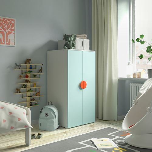 IKEA - PLATSA/SMASTAD, children's wardrobe, white/turquoise, 60x57x123 cm