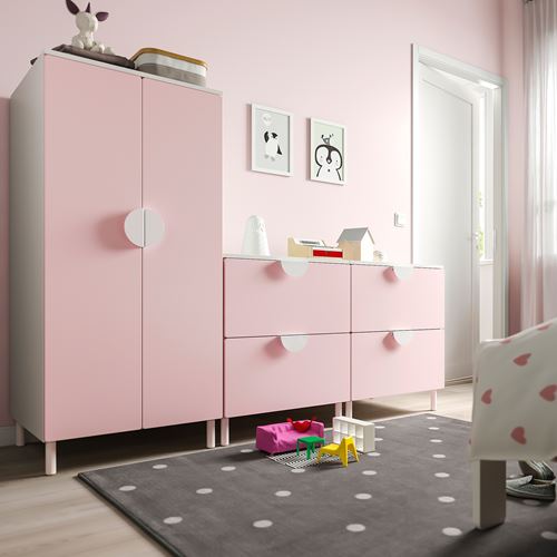 IKEA - PLATSA/SMASTAD, children wardrobe combination, white/pink, 180x57x133 cm