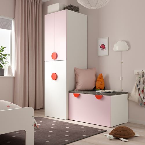 IKEA - SMASTAD, children wardrobe combination, white/pale pink, 150x57x196 cm