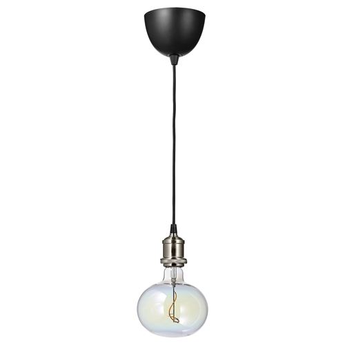 IKEA - JALLBY/MOLNART, pendant lamp with light bulb, black/multicolour