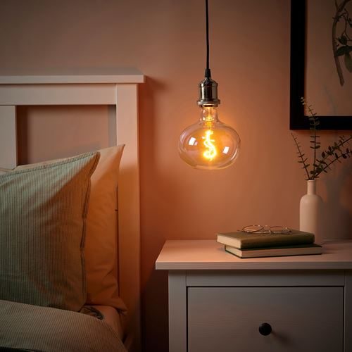 IKEA - JALLBY/MOLNART, pendant lamp with light bulb, black/multicolour