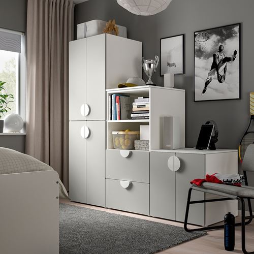 IKEA - PLATSA/SMASTAD, children wardrobe combination, white/grey, 180x57x181 cm