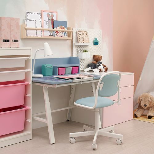 IKEA - PIPLARKA, çocuk çalışma masası, mavi-beyaz, 80x63 cm