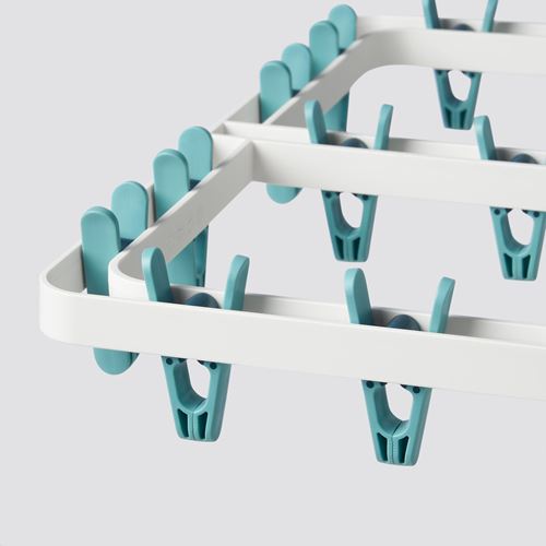 IKEA - SLIBB, laundry drying rack, white/turquoise, 36x36x4 cm