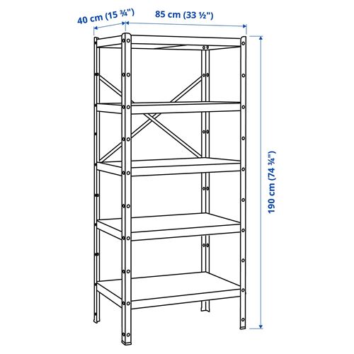 IKEA - BROR, shelving unit, black, 85x40x190 cm