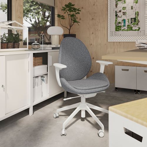 IKEA - HATTEFJALL, office chair, Gunnared medium grey-white