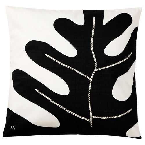 IKEA - SMAFROSSÖRT, lace pillow cover, black-white, 50x50 cm