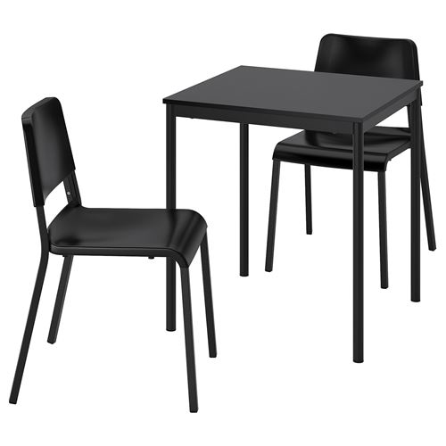 IKEA - SANDSBERG/TEODORES, kitchen table set, black, 2 chairs