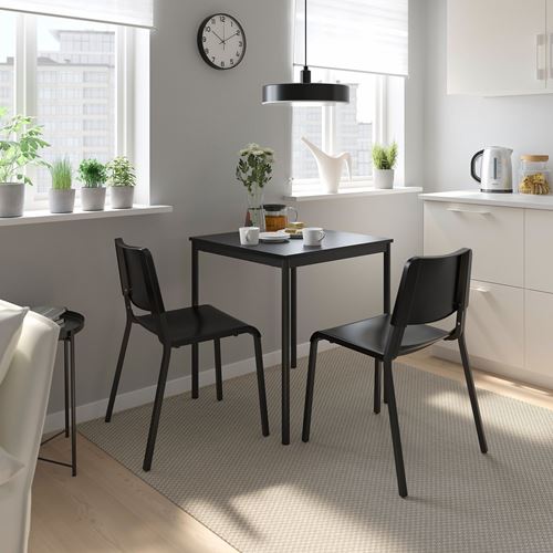 IKEA - SANDSBERG/TEODORES, kitchen table set, black, 2 chairs