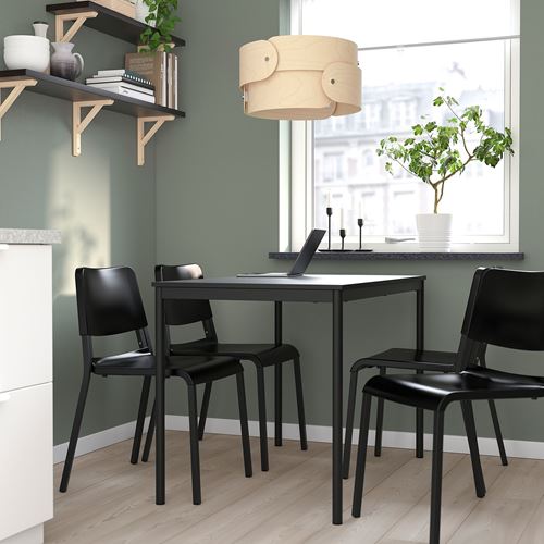 IKEA - SANDSBERG/TEODORES, kitchen table set, black, 4 chairs