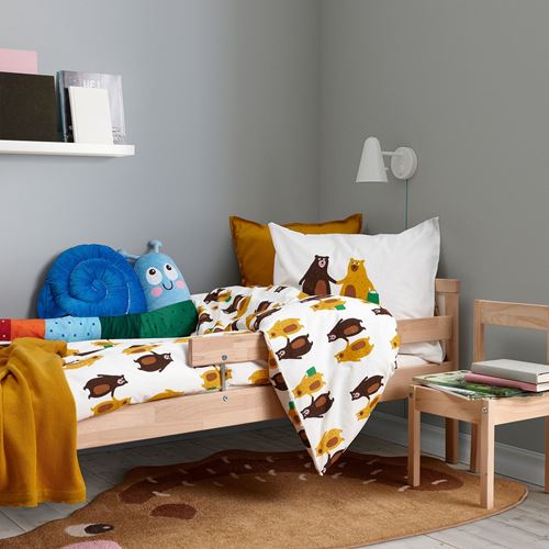 IKEA - BRUMMIG, kids' bedding set, white/patterned, 150x200/50x60 cm