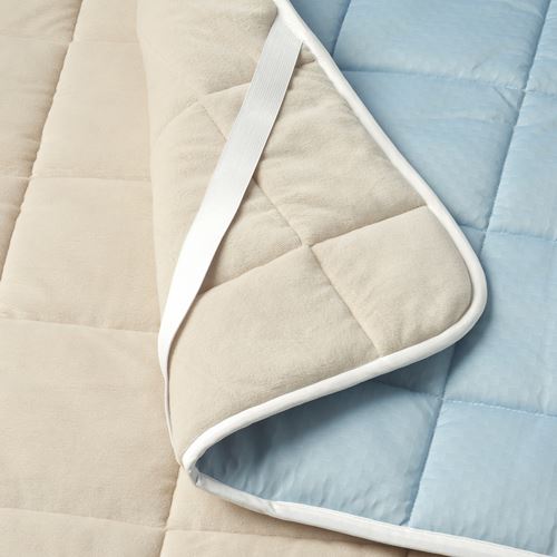 IKEA - KEJSAROLVON, mattress protector, beige/blue, 140x200 cm