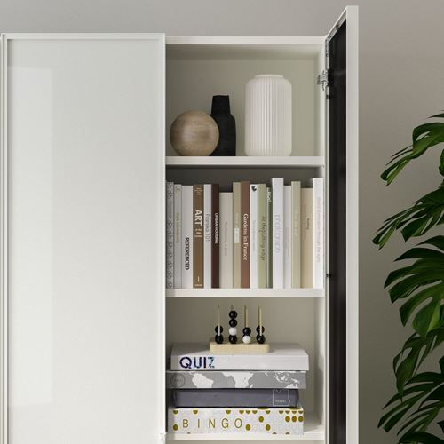 IKEA - BILLY, bookcase with glass door, white/glass, 80x30x202 cm