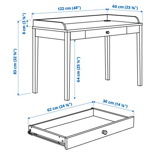 IKEA - SMYGA, çalışma masası, açık gri, 122x60 cm