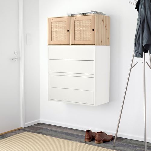 IKEA - EKET, Wall-mounted cabinet combination, white/pine, 70x35x105 cm