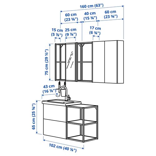 IKEA - ENHET/TVALLEN, bathroom furniture set, white/anthracite, 102x43x65 cm