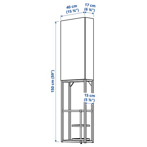 IKEA - ENHET, shelving unit, white, 40x15x150 cm