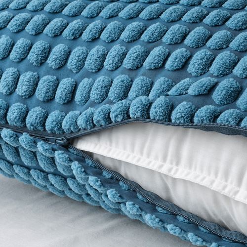 IKEA - SVARTPOPPEL, lace pillow cover, blue, 65x65 cm