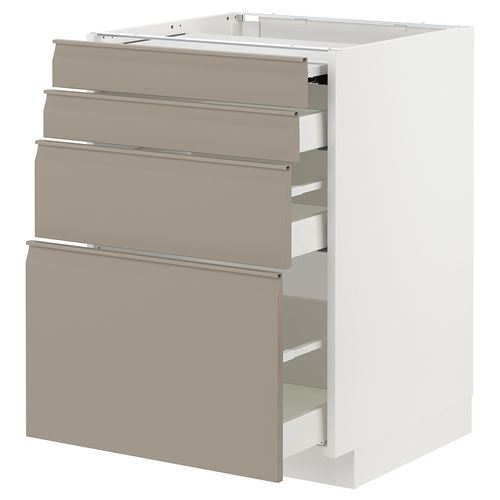 with 3 drawers, 4 drawer fronts and pull-out work surface