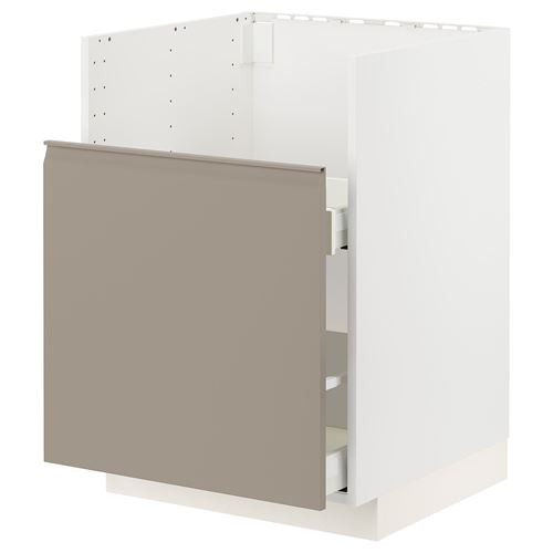 IKEA - METOD/MAXIMERA, sink cabinet, UPPLÖV matte dark beige, 60x60 cm