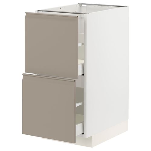 IKEA - METOD/MAXIMERA, base cabinet with drawers, UPPLÖV matte dark beige, 40x60 cm