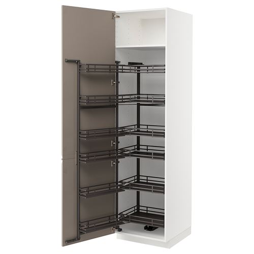 IKEA - METOD, kiler dolabı, UPPLÖV mat koyu bej, 60x60x220 cm