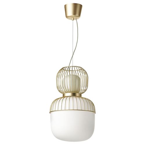 IKEA - PILBLIXT, pendant lamp, white-light green-gold