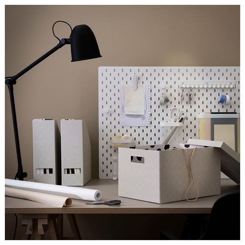 IKEA - TJENA, kapaklı kutu, beyaz-bej, 25x35x20 cm