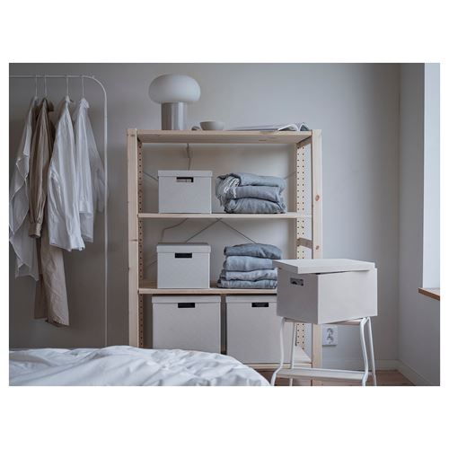 IKEA - TJENA, kapaklı kutu, beyaz-bej, 25x35x20 cm